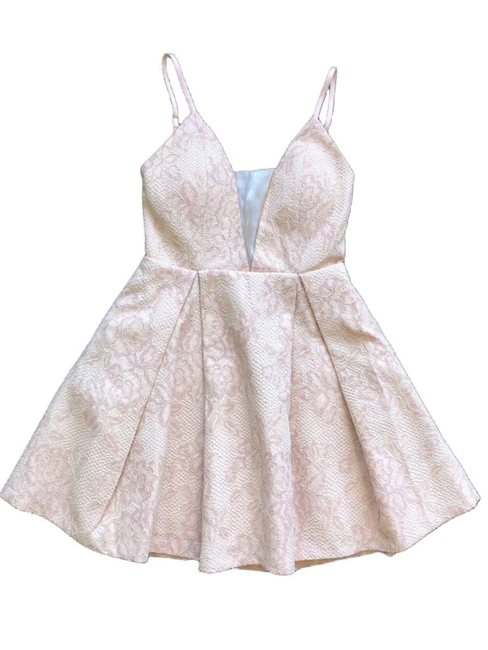 Dear Emilia Records Made of Gold Dress Rose Embroidered Mesh Panel Party Blush